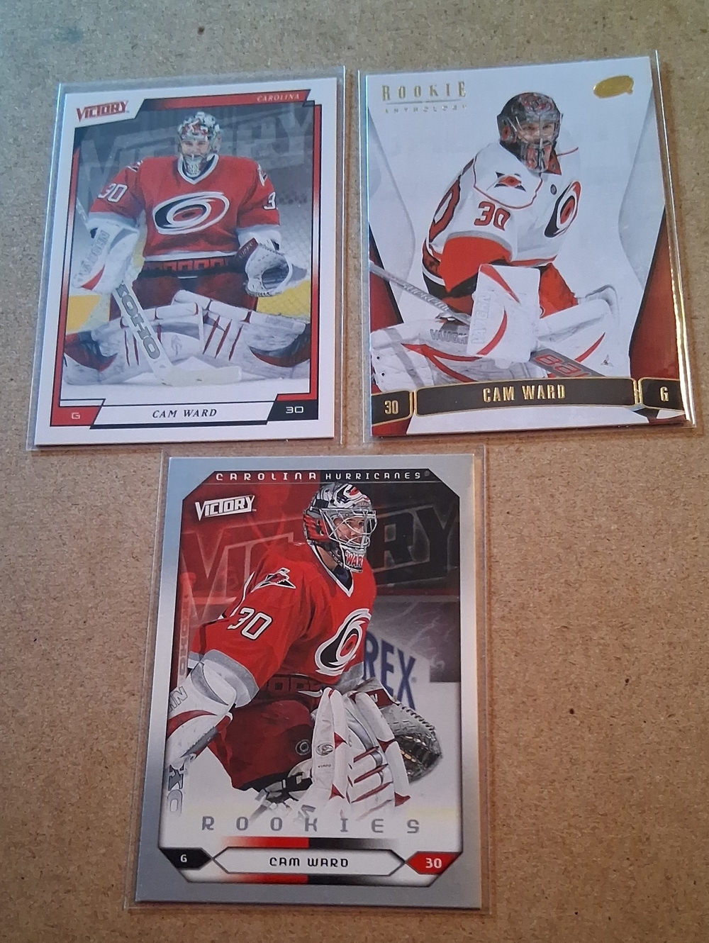 Cam Ward Carolina Hurricanes Hockey Card Lot - Red White